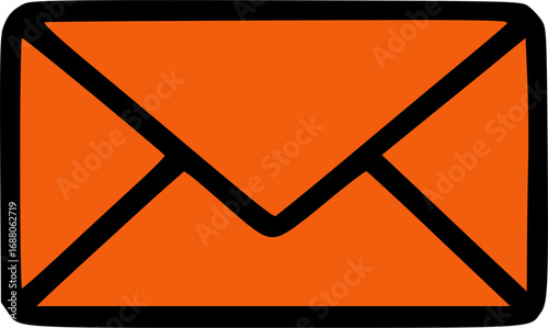 An orange envelope with a black outline, representing communication and correspondence.