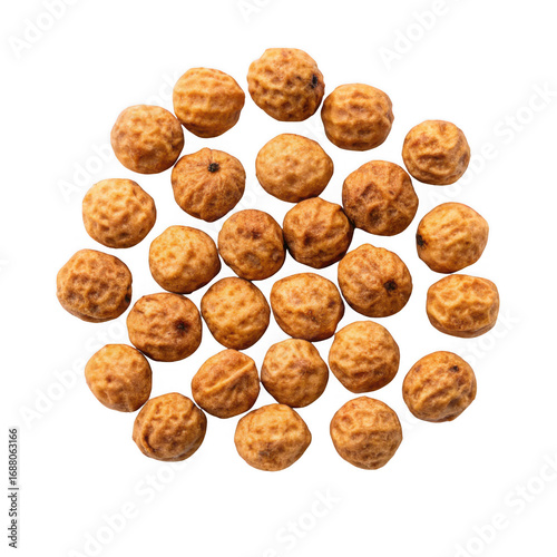 Pile of roasted tiger nuts isolated on transparent background