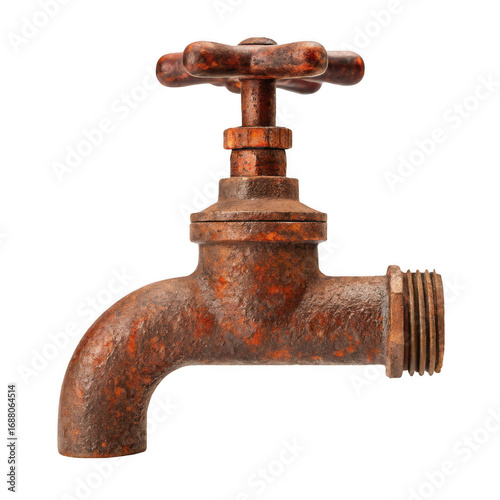 Rusty faucet isolated on transparent background