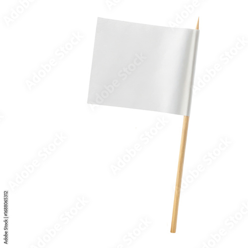 Small white flag isolated on transparent background