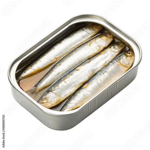 Sardines in a can isolated on transparent background