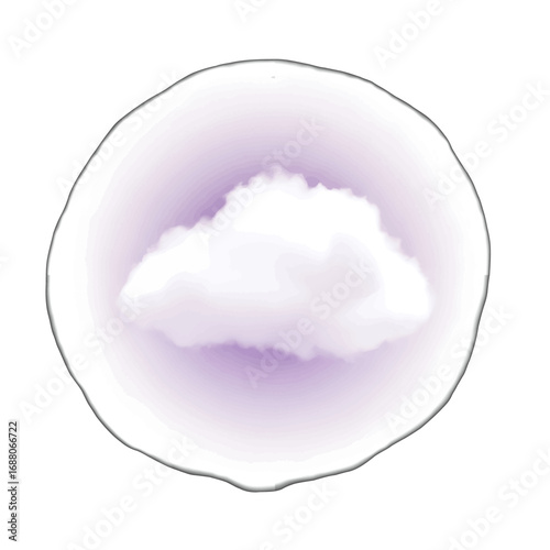 Isolated White Cloud on Soft Purple Gradient Background Simple Weather Icon Element Vapor Illustration Clean Air Symbol with Smooth Texture Atmospheric Visual Effect