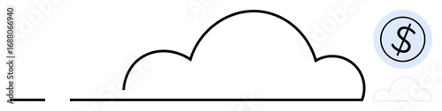 Minimalist cloud shape with a dollar icon suggesting cost efficiency, revenue, and financial management. Ideal for finance, technology, savings, business strategy, cloud services, innovation simple