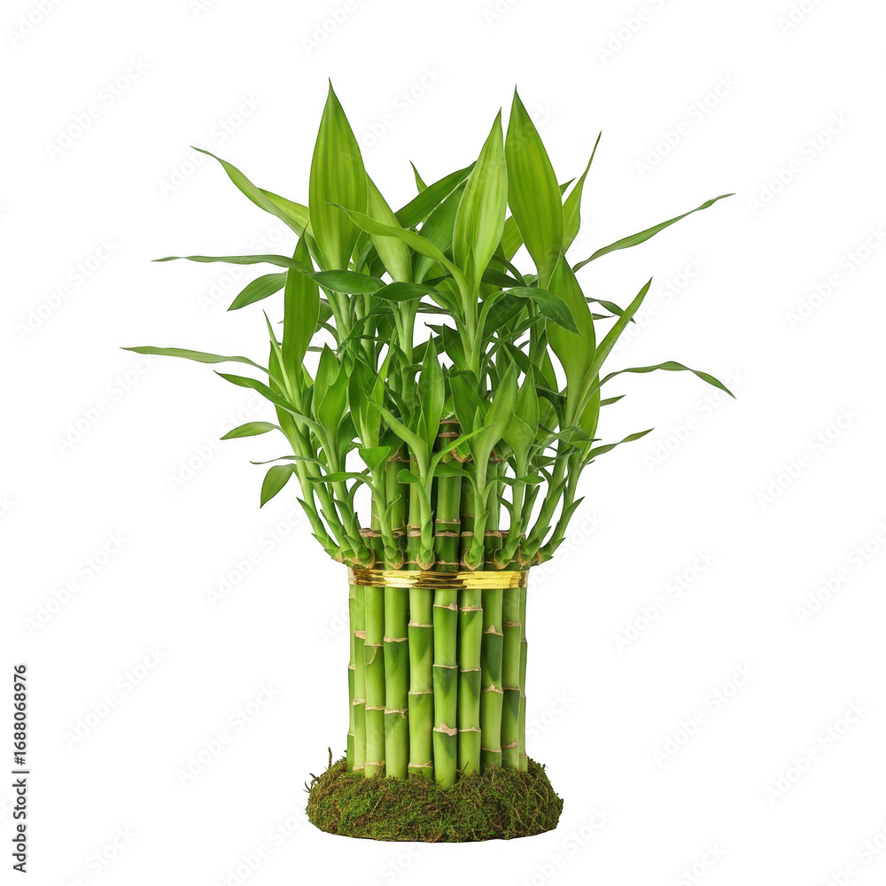 Obraz premium Lucky bamboo plant with green stalks and leaves, isolated on transparent background