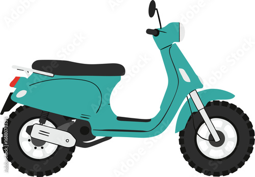 Stylish teal scooter standing awaiting adventure