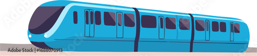 Blue train gliding into the station