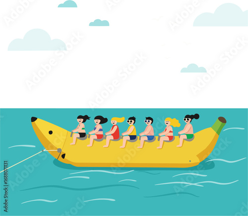 Cartoon banana boat ride fun
