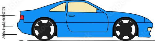 Cartoon blue sports car speeding
