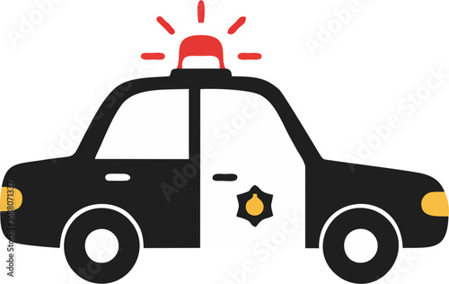 Cartoonish police car with flashing lights