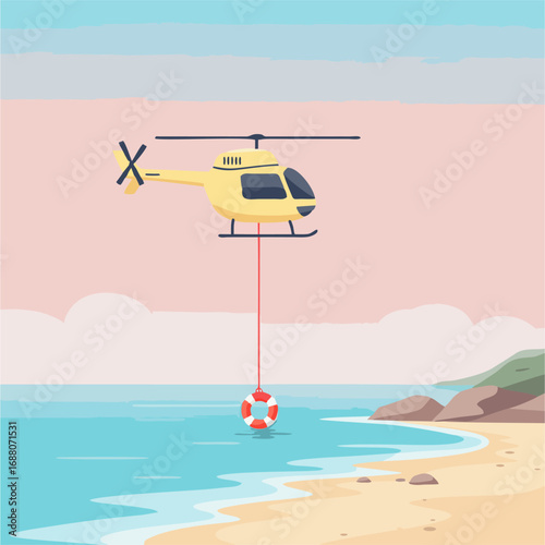 Coastal rescue mission with airborne support