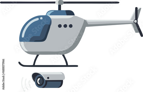 Helicopter hovering over surveillence camera