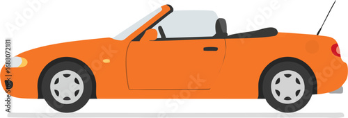 Orange convertible cruising with the top down
