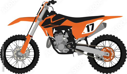 Racing motorbike in vibrant orange hue