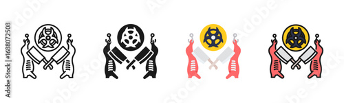 Infected Meat Processing Icon Pack In Multiple Styles