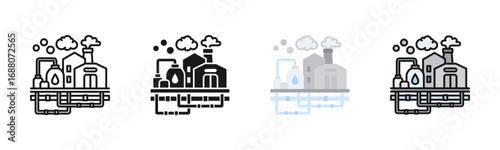 Oil Refinery Emission Icon Pack In Multiple Styles