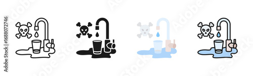 Contaminated Drinking Water Icon Pack In Multiple Styles