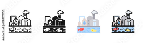 Water Pollution Icon Pack In Multiple Styles