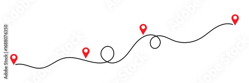 location map path distance icon, one place to another location icon, pinpoint, map search, route, navigator icon isolated one transparent background, map pointer icon.