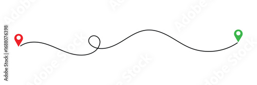location map path distance icon, one place to another location icon, pinpoint, map search, route, navigator icon isolated one transparent background, map pointer icon.