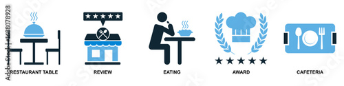 set of restaurant icon vectors for food and beverage, catering, and dining themes. These modern, simple icons are perfect for menus, apps, and websites to represent various culinary concepts.