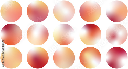 Gradient Vector Spheres Set – Peach, Yellow, Orange, Red, Blush Abstract 3D Circle Elements for Backgrounds, Illustrations, UI, and Branding