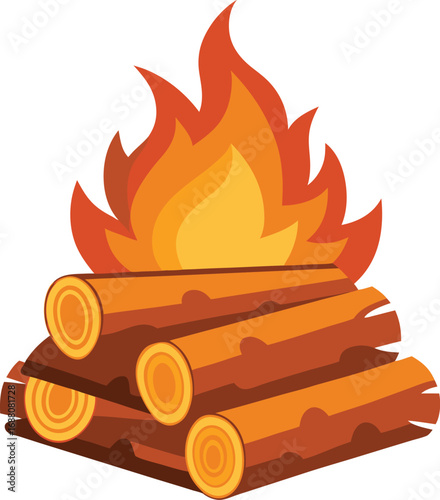 Bonfire Wood Stacked Illustration