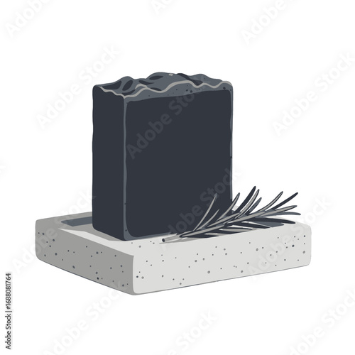 Wallpaper Mural Dark Rectangular Bar Soap on Light Gray Soap Dish with Rosemary Sprig Pixel Art Isolated on White Background Torontodigital.ca