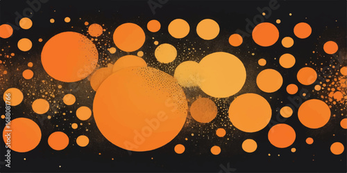 Vector illustration of an abstract cat paw print with colorful bokeh circles and a glowing heart