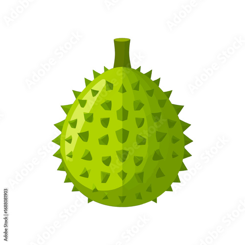 Wallpaper Mural Spiky Green Fruit with Stem on White Backdrop Close Up Vector Illustration, Ideal for Food Design and Tropical Themes Torontodigital.ca