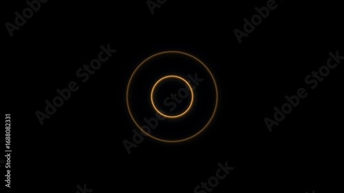 Abstract Neon Circle Radio Waves Looping Background. 4K seamless loop animation of abstract neon circle radio waves radiating on a black background.