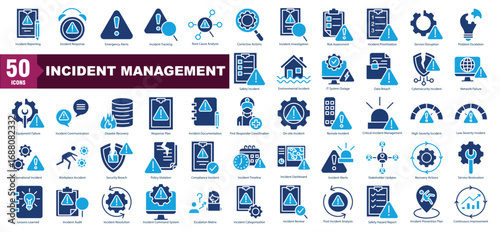 incident Management mixed color icon set	