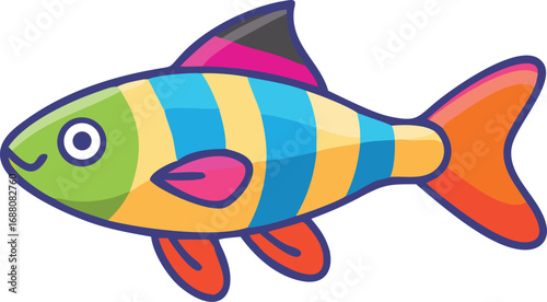 An adorable icon of a gudgeon as a bottom dweller, representing cuteness, freshwater fish, and simplicity. Ideal for children's designs or nature-related projects.