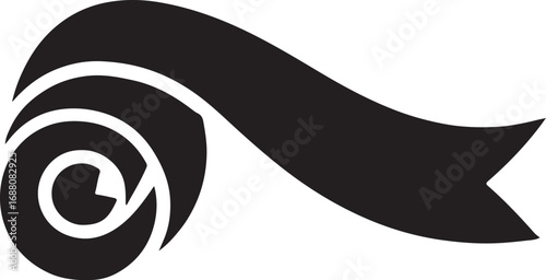 Stylized black and white image of a rolled up sheet or tarp