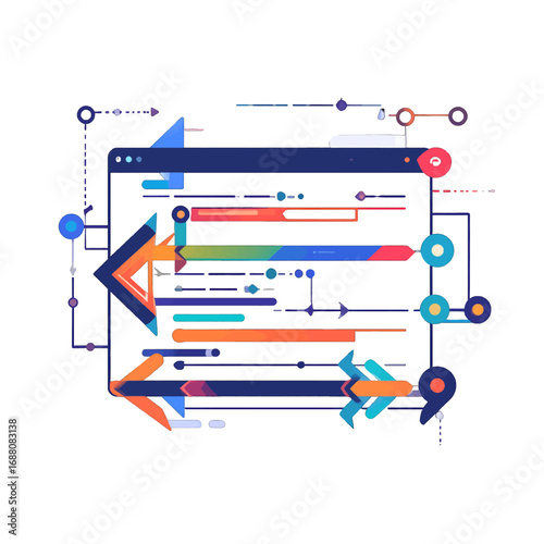 Wallpaper Mural Abstract Colorful Arrows on White Background Illustrating Data Flow and Connection with Geometric Shapes and Modern Web Design Elements Flat Vector Torontodigital.ca