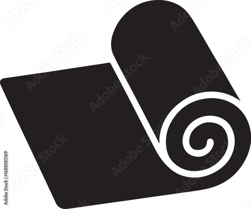 Stylized black and white image of a rolled up sheet or tarp