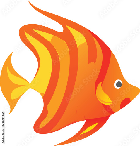 An icon of a flame angelfish with an orange, fire-like color, symbolizing vibrancy, marine life, and tropical beauty. Perfect for aquariums, nature, or artistic themes.