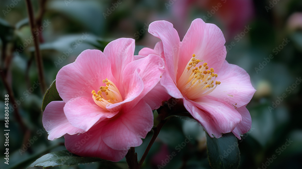 Fototapeta premium camellia pink garden flower
