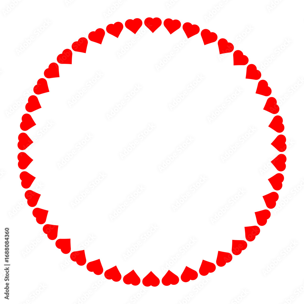 Fototapeta premium red hearts round frame border png design on transparent background 