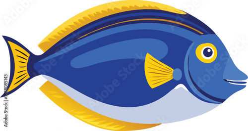 An icon of a regal surgeonfish with a royal blue color, a graphic of elegance, marine life, and vibrancy. Ideal for aquariums, nature, and luxurious themes.