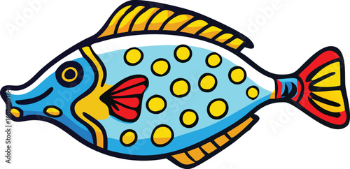 An icon of a scrawled filefish with pattern markings, symbolizing unique patterns, marine life, and artistic creatures. Ideal for ocean, nature, or artistic themes.