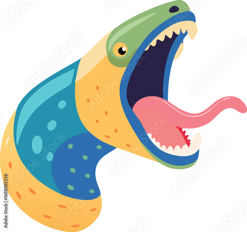 An icon of a simple moray eel with its jaw open, symbolizing marine life, danger, and stealth. Perfect for educational, nature, or scientific themes.