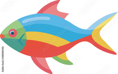 An icon of a sweet tetra school swimming, representing community, coexistence, and marine life. Perfect for educational or nature-related projects.