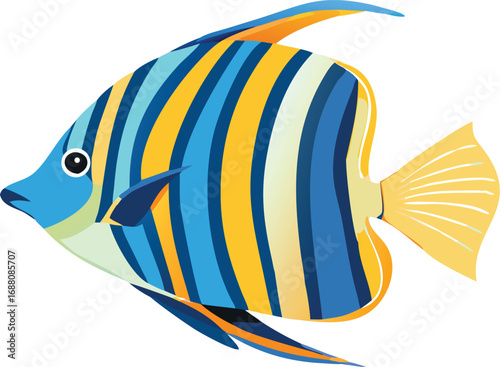 An icon of a tropical angelfish with a striped pattern, symbolizing marine life, exotic patterns, and tropical beauty. Ideal for aquariums, nature, and travel themes.