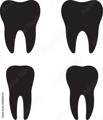 Molar tooth silhouette vector illustration for dental healthcare and orthodontics design