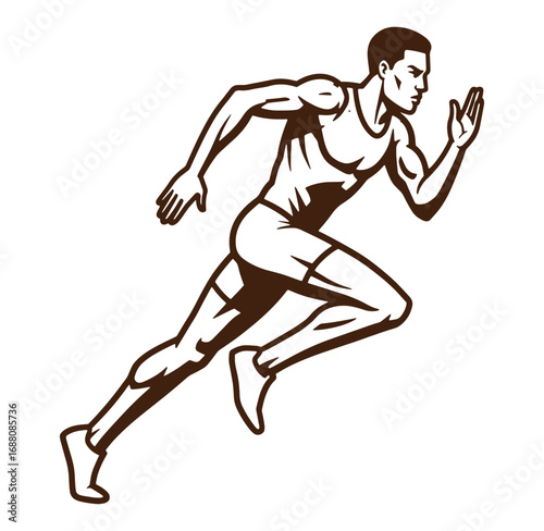 Dynamic illustration of a sprinting runner depicting speed and athleticism against white background