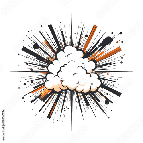 Wallpaper Mural Pixelated Cloud Explosion with Radiating Lines on White Background Animation Effect Graphic Resource for Design Projects and Visual Storytelling Torontodigital.ca