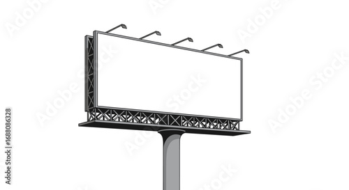 Outdoor advertising billboard structure for public announcements and marketing campaigns showing a blank white space for messages