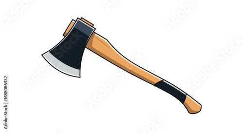 A sturdy chopping axe with a polished metal blade and a smooth wooden handle designed for efficient wood cutting and splitting tasks