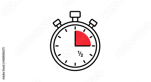 Measuring time with a classic stopwatch showing a segment of the dial colored red indicating a time interval