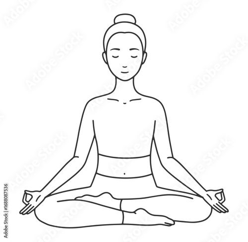 Simple vector illustration of a person meditating in the lotus position for wellness